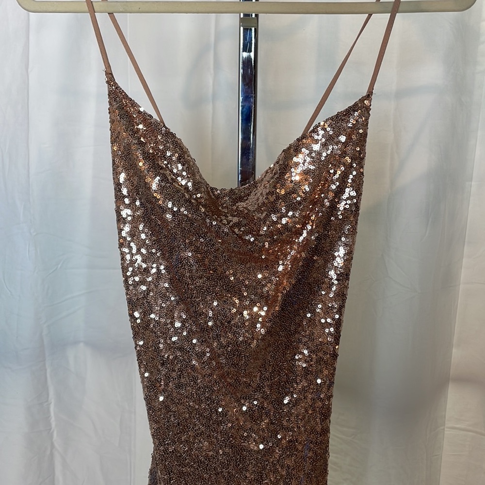 Blush sequin floor-length dress